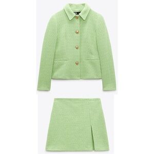 Zara Textured Blazer & Mini Skirt Set